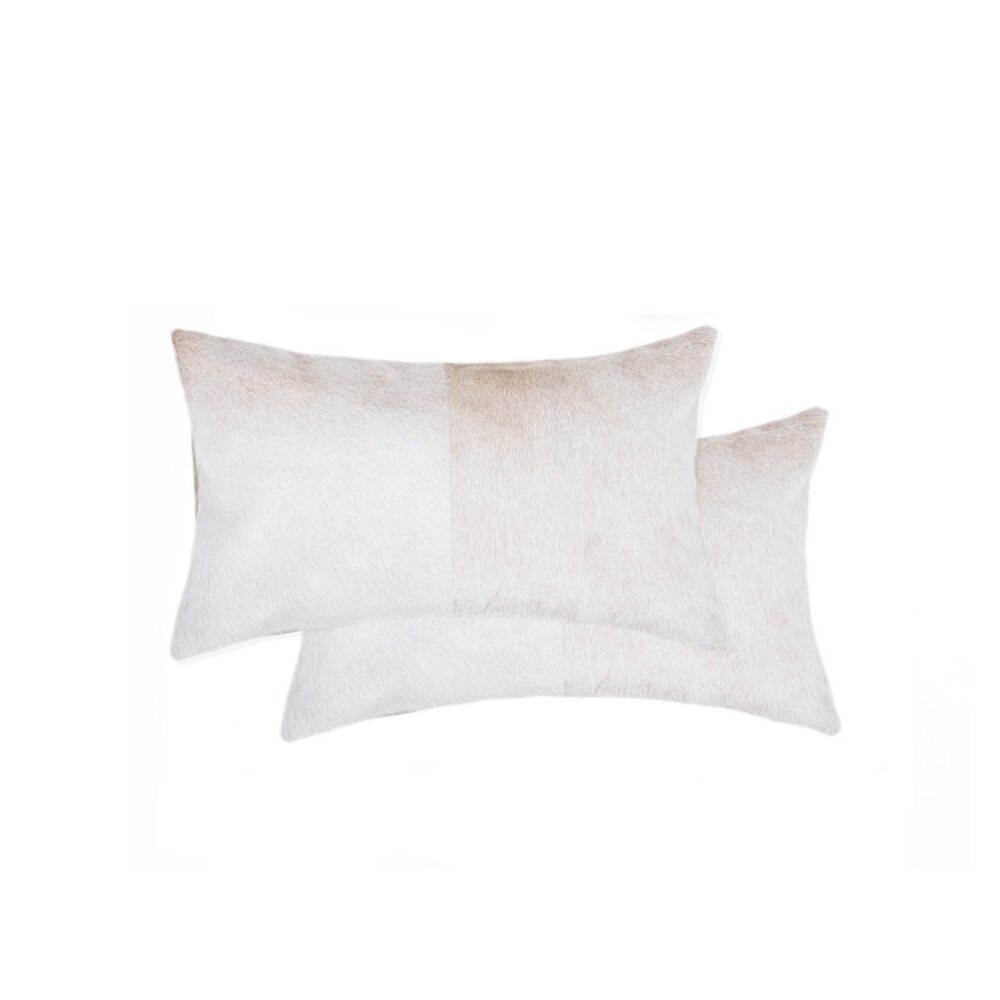 Natural Home Decor Torino Cowhide Pillow | 2-Piece | Natural | 12"x20"